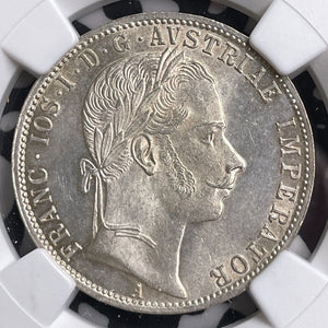 1861-A Austria 1 Florin NGC MS63 Lot#G9577 Silver! Choice UNC!