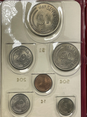 1967 Singapore 6x Coin Mint Set Lot#B2182 With Case & C.O.A.