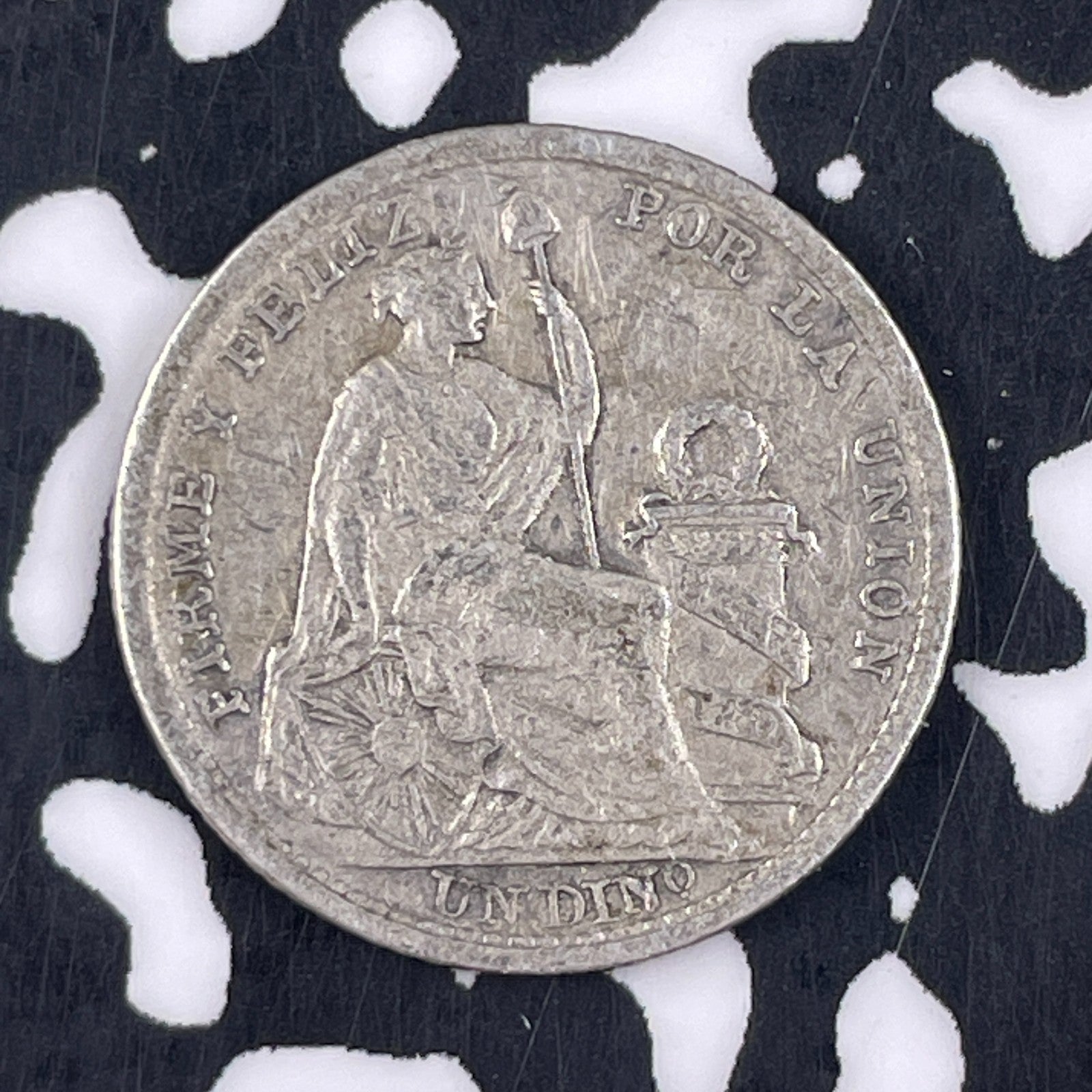 1907 Peru 1 Dinero Lot#F4630 Silver!
