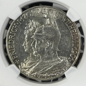 1901-A Germany Prussia 5 Mark NGC AU58 Lot#G9923 Large Silver!