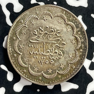 AH 1255 Year 6 (1844) Turkey 5 Kurush Lot#JM9821 Silver! High Grade! Beautiful!