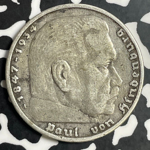 1936-A Germany 5 Mark Lot#E9378 Silver!