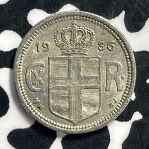 1936 Iceland 10 Aurar Lot#C0445 High Grade! Beautiful!