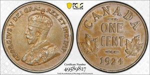 1924 Canada Small Cent PCGS AU55 Lot#G7699