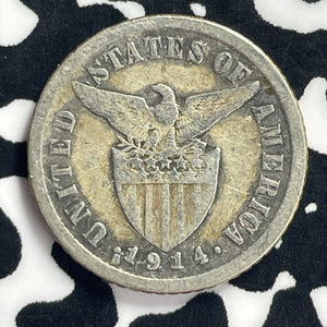 1914-S U.S. Philippines 10 Centavos Lot#T9239 Silver!