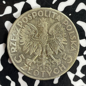 1933 Poland 5 Zlotych Lot#C1136 Silver!