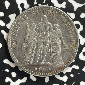 1875-A France 5 Francs Lot#T8255 Large Silver Coin!