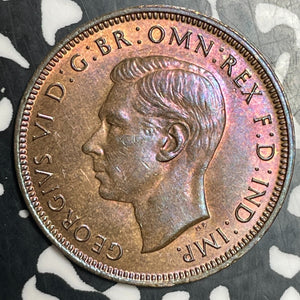 1944 Great Britain 1/2 Penny Half Penny Lot#T3453 High Grade! Beautiful!