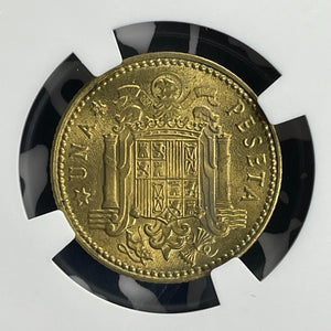 1947 (52) Spain 1 Peseta NGC MS64 Lot#G831 Choice UNC!