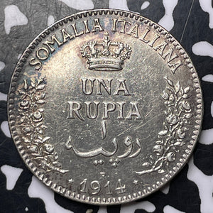 1914-R Italian Somaliland 1 Rupia Lot#MK198 Silver! Cleaned