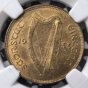 1933 Ireland 1/2 Half Penny NGC MS63RB Lot#G8997 Choice UNC! Key Date!