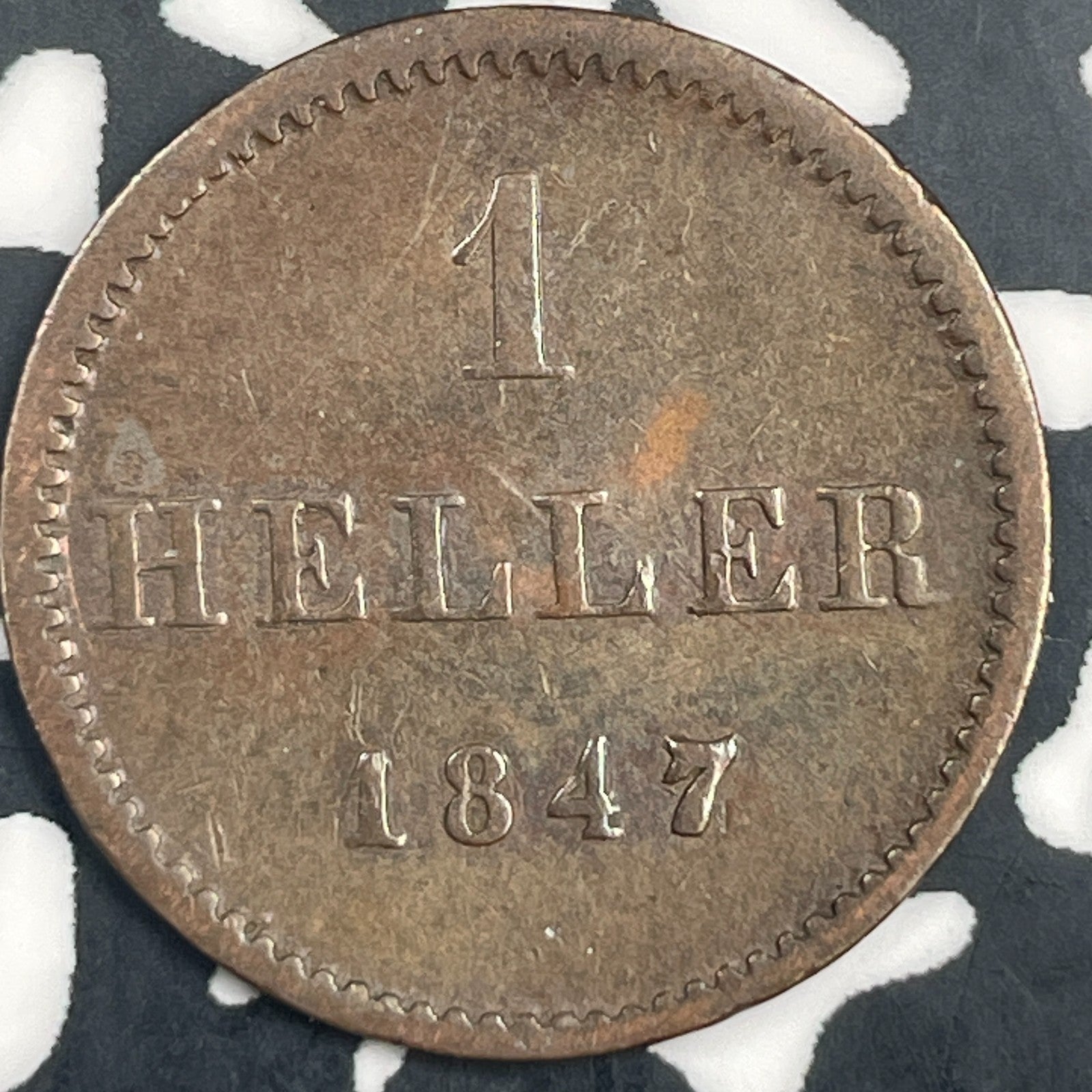 1847 Germany Frankfurt 1 Heller Lot#N3727