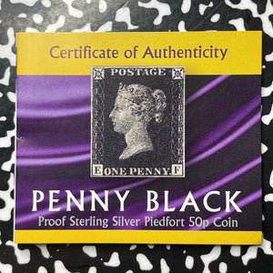 2020 Gibraltar Penny Black Piedfort 50 Pence Coin Lot#OV1452 Silver! Proof!