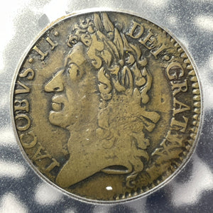 1689-August Ireland James II 1 Gunmoney Shilling ICG F12 Lot#G9065 KM#94