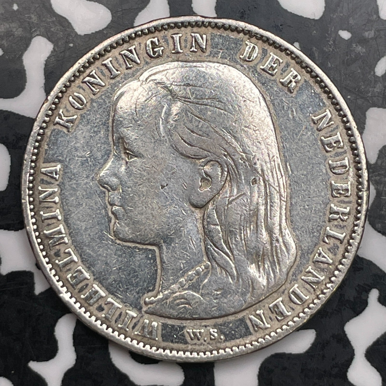 1892 Netherlands 1 Gulden Lot#F7989 Silver! Polished