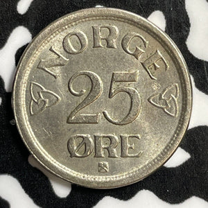 1952 Norway 25 Ore Lot#E4359 High Grade! Beautiful!