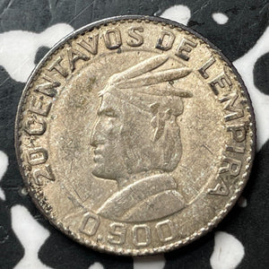 1932 Honduras 20 Centavos Lot#E0050 Silver! Nice!