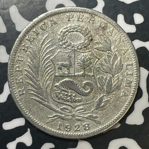 1928 Peru 1/2 Sol Half Sol Lot#T1718 Silver!