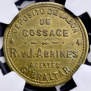(1889) Gibraltar R & J Arbines Token NGC AU58 Lot#G9805 Prid.-554, Lyall-1201