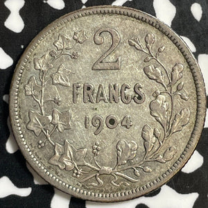 1904 Belgium 2 Francs Lot#E5106 Silver! KM#58