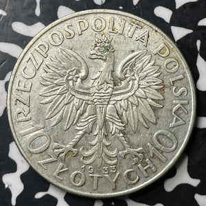 1933 Poland 10 Zlotych Lot#E7033 Silver! Y#22