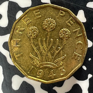 1943 Great Britain 3 Pence Threepence Lot#T4254 Nice!