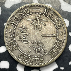 1900 Hong Kong 10 Cents Lot#E8333 Silver!