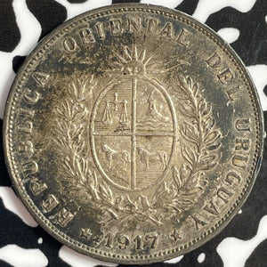 1917 Uruguay 50 Centesimos Lot#D9683 Silver!