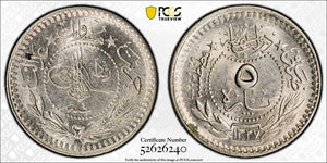 AH 1327 Year 4 (1912) Turkey 5 Para PCGS MS62 Lot#G965 Nice UNC! KM#759