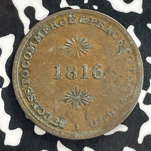 1816 Upper Canada Sir Isaac Brock 1/2 Penny Token Lot#T7725