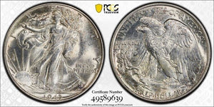 1943 U.S. 50 Cents Walking Liberty Half Dollar PCGS MS64 Lot#G7345 Silver!