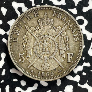 1869-A France 5 Francs Lot#JM9868 Large Silver! Nice!