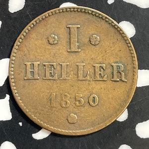 1850 Germany Hesse-Darmstadt 1 Heller Lot#T0404