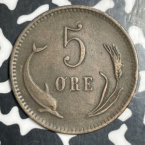 1874 Denmark 5 Ore Lot#T2780
