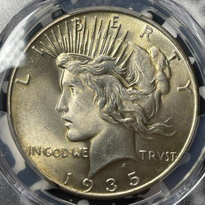 1935 U.S. $1 Peace Dollar PCGS MS64 Lot#G8861 Large Silver! Choice UNC!