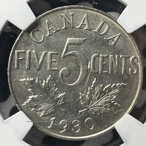 1930 Canada 5 Cents NGC Cleaned-UNC Details Lot#G8810