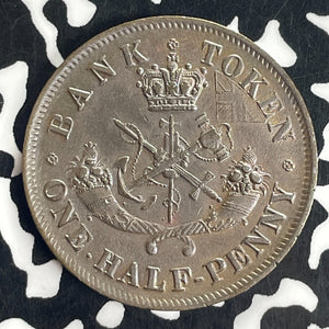 1857 Upper Canada 1/2 Penny Half Penny Token Lot#T8424 Nice!