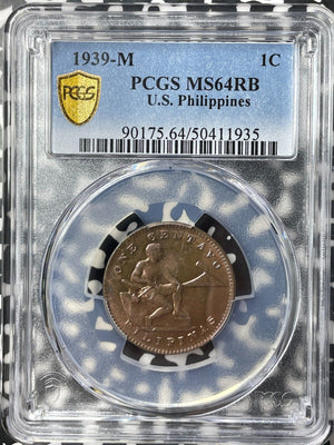 1939-M U.S. Philippines 1 Centavo PCGS MS64RB Lot#G8643 Choice UNC!