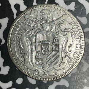 1761 Papal States 1 Testone Lot#T6143 Silver! Cleaned, KM#1001