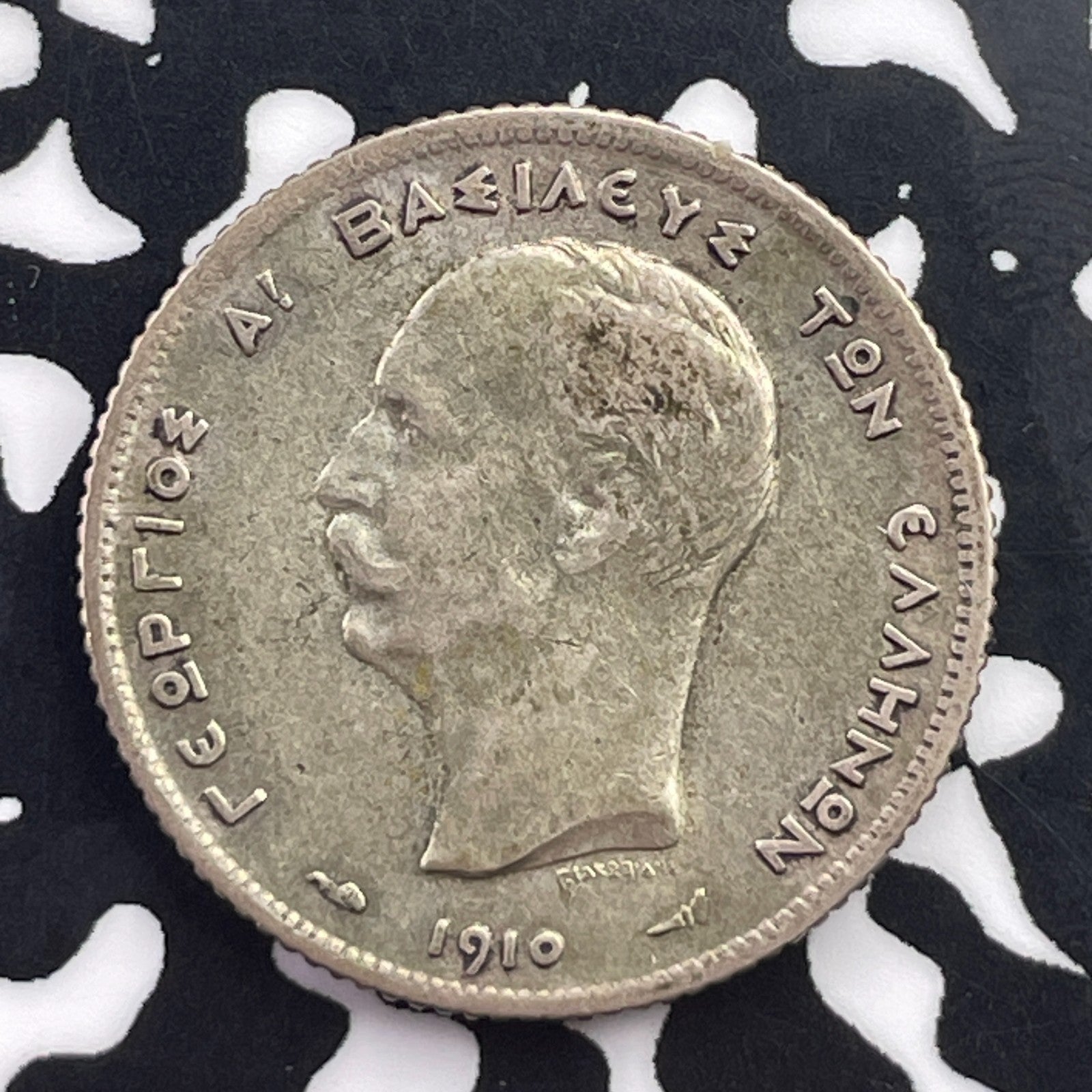 1910 Greece 1 Drachma Lot#C5481 Silver! Nice!