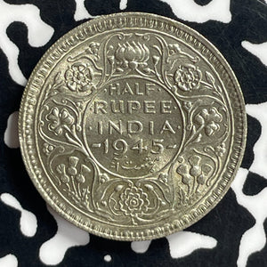 1945-L India 1/2 Rupee Lot#T7179 Silver! High Grade! Beautiful!