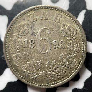 1893 South Africa 6 Pence Sixpence Lot#MK188 Silver!