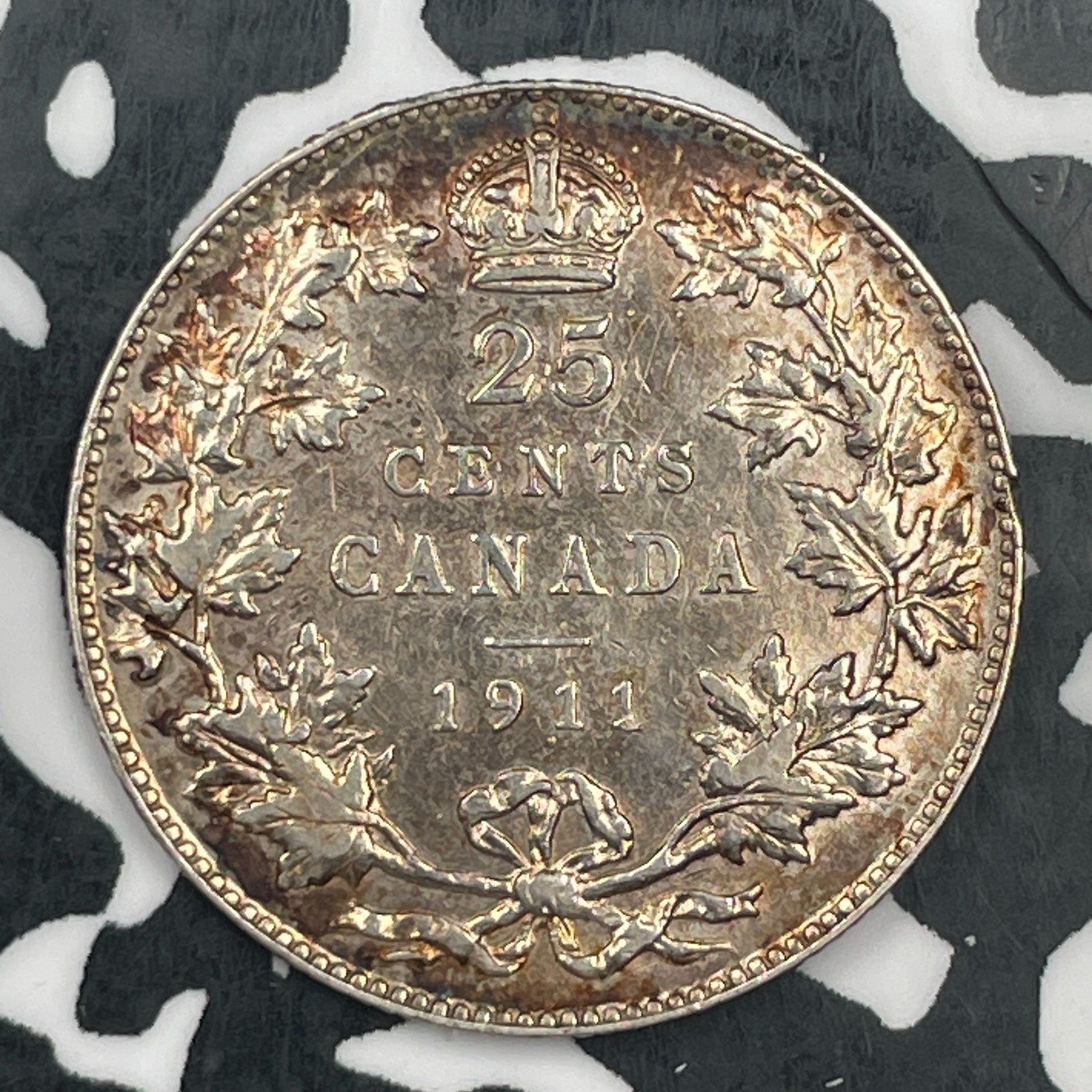 1911 Canada 25 Cents Lot#F8695 Silver! Cleaned