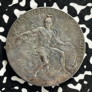 1895 Sweden Oscar II Army & Navy Medal Lot#JM0241 Silver! 39mm
