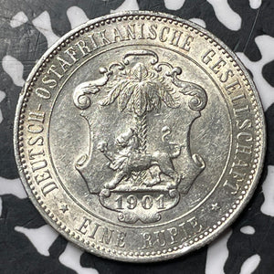 1901 German East Africa 1 Rupie Lot#JM7612 Silver! High Grade! Beautiful!