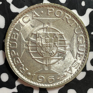 1964 Timor 10 Escudos Lot#T1235 Silver! High Grade! Beautiful!