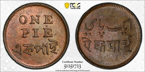 (1831-35) India Bengal Presidency 1 Pie PCGS MS63BN Lot#G9239 Choice UNC!