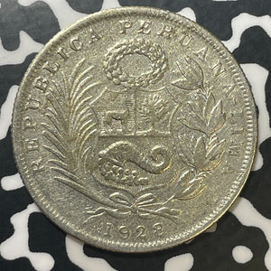 1928 Peru 1/2 Sol Half Sol Lot#T1712 Silver!