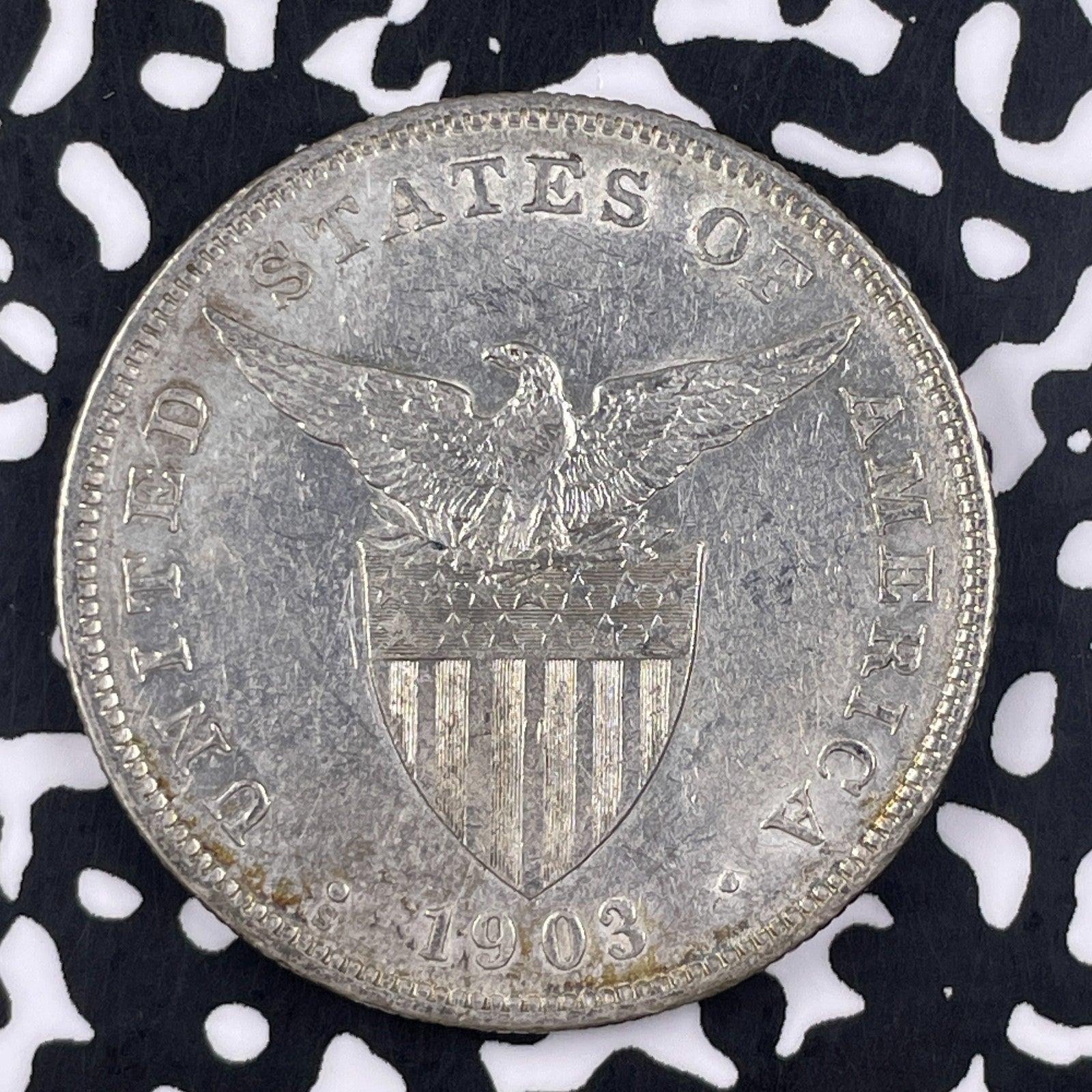 1903-S U.S. Philippines 1 Peso Lot#JM1319 Large Silver! Nice!