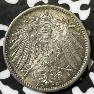 1908-D Germany 1 Mark Lot#E4754 Silver! High Grade! Beautiful!